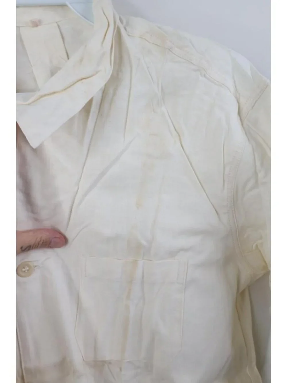 Deadstock Vtg 50s Unissued German Military Mens 36 Hospital Grandpa Shirt White